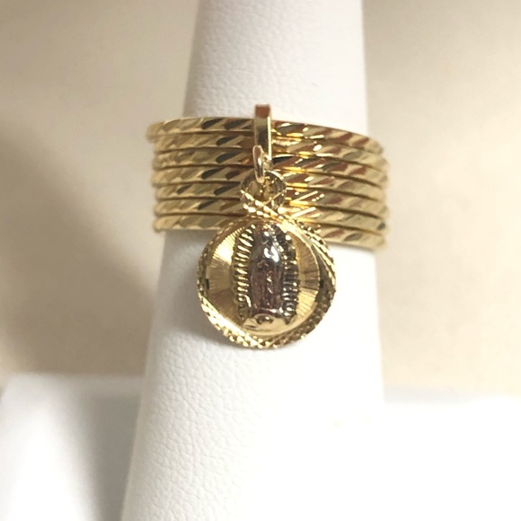 18k Gold Filled Virgen Guadalupe Semanario Ring - Picture 8 of 8